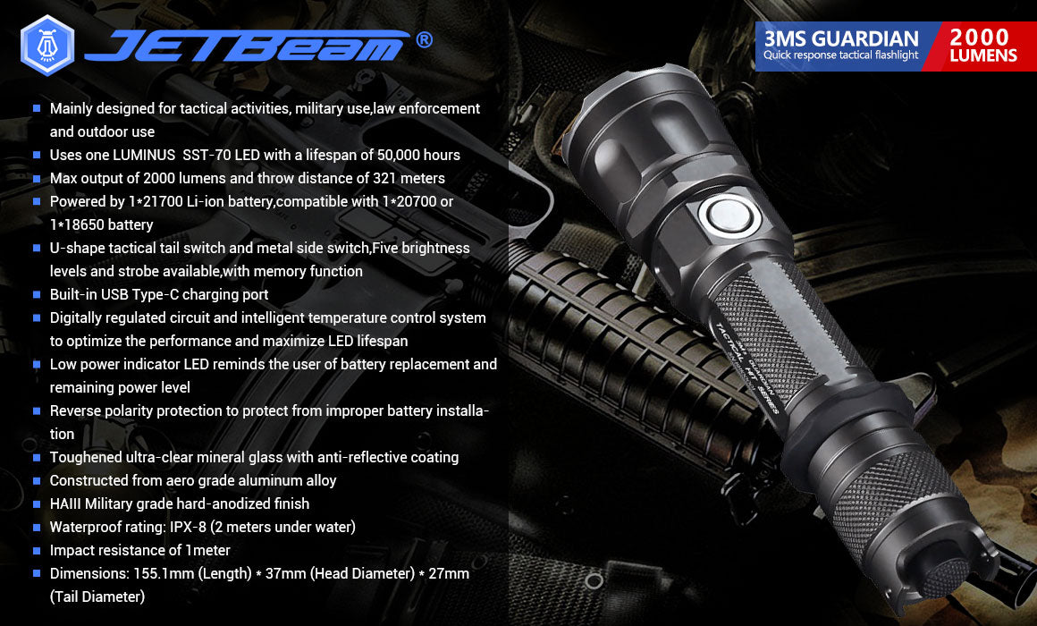 JETBeam 3Ms GUARDIAN TACTICAL HIT SERIES