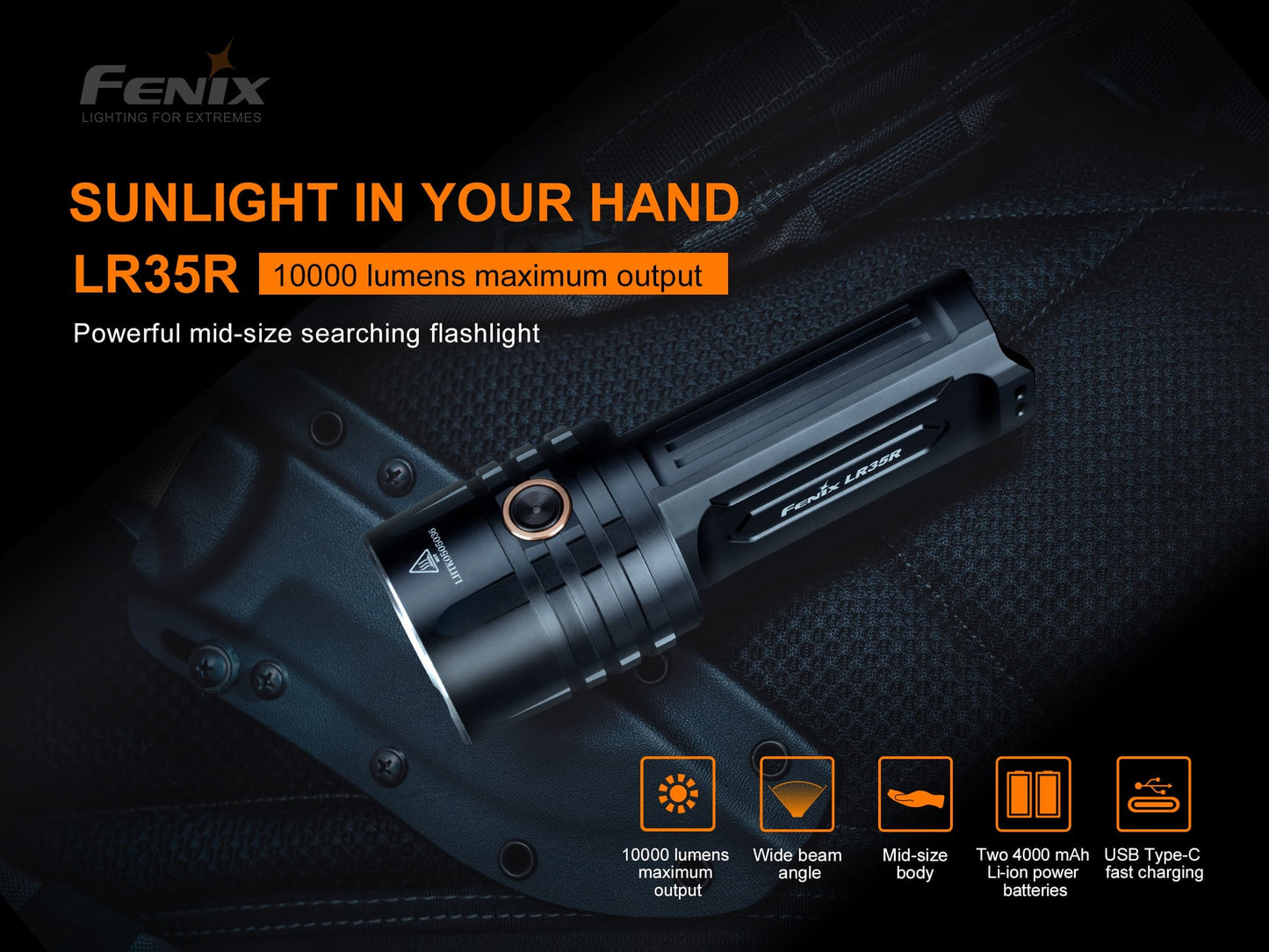 Fenix LR35R POWERFUL MID-SIZE SEARCHING FLASHLIGHT
