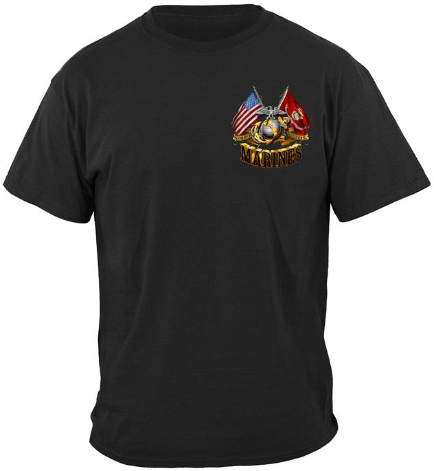 USMC Double Flag T-shirt, Gold Globe