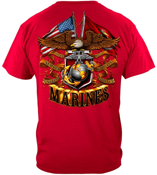USMC Double Flag T-shirt, Foil Stamp