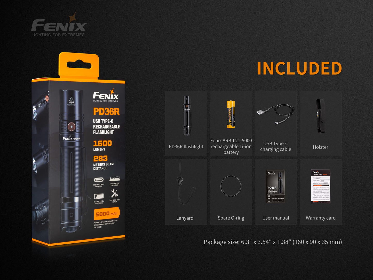 Fenix PD36R USB TYPE-C RECHARGEABLE TACTICAL FLASHLIGHT