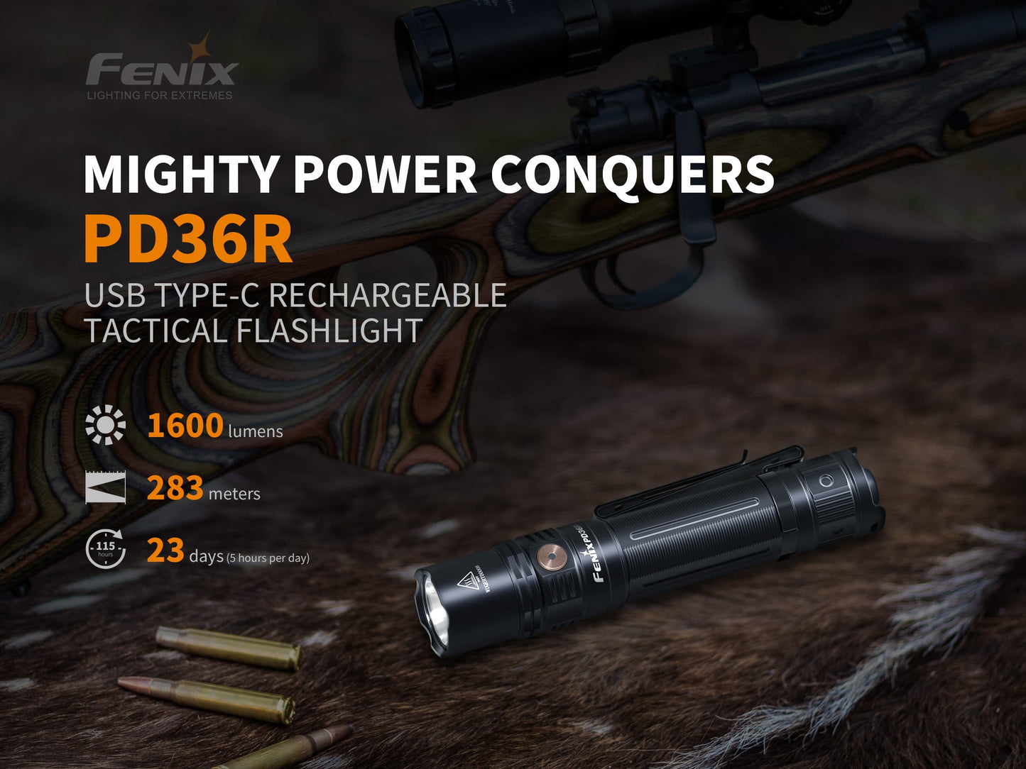 Fenix PD36R USB TYPE-C RECHARGEABLE TACTICAL FLASHLIGHT