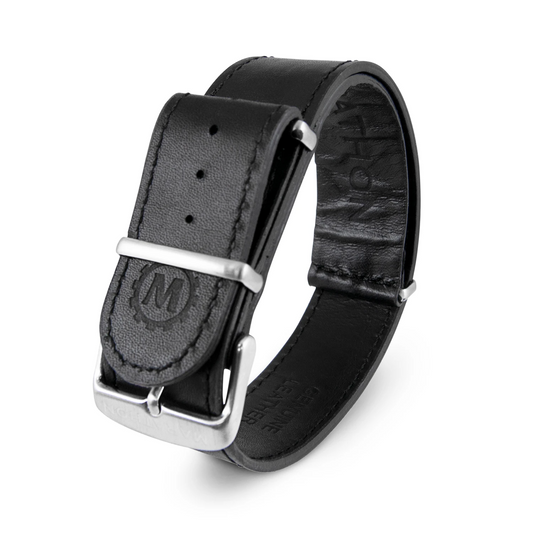Marathon Leather NATO Watch Band/Strap with Stainless Steel Square Buckle