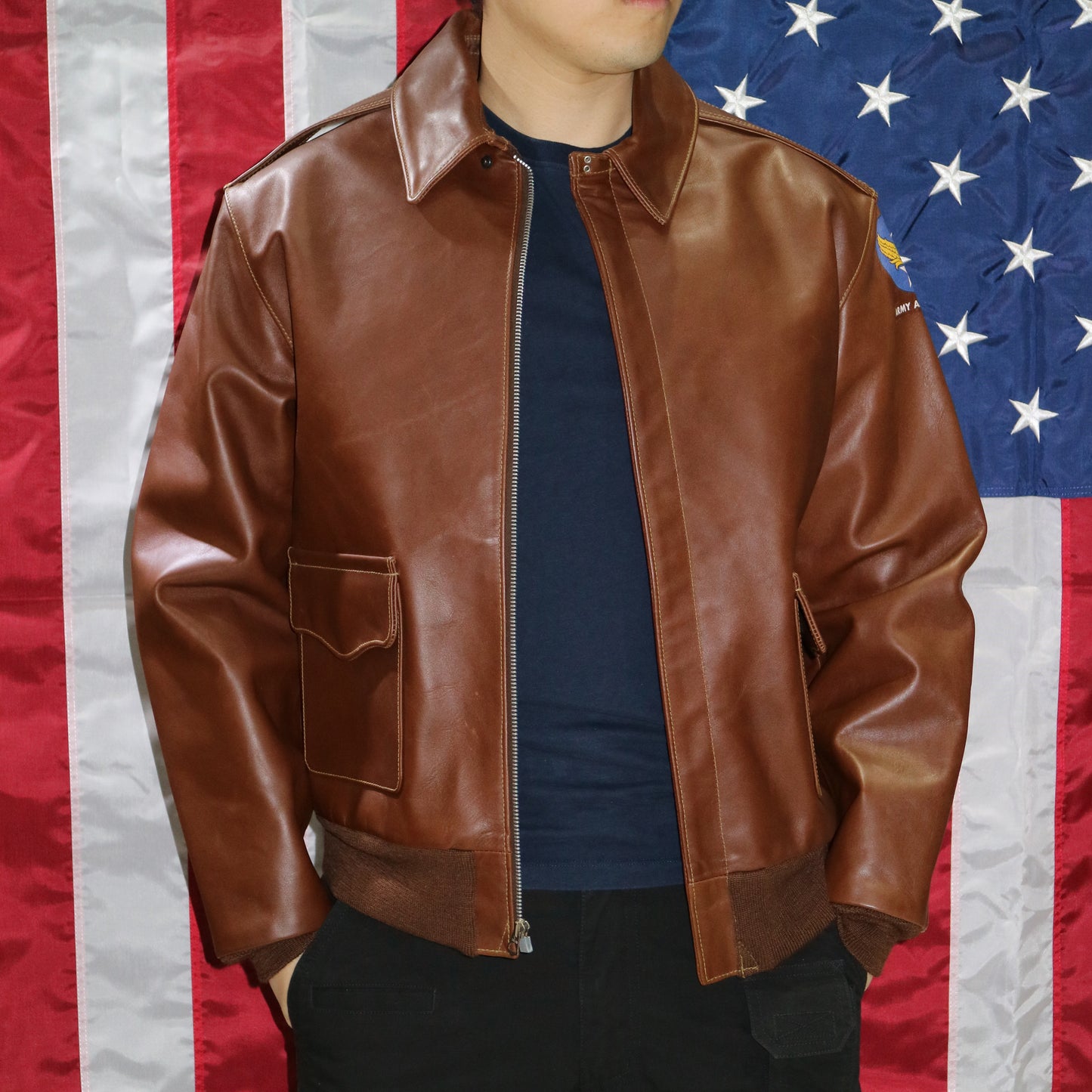 A-2 Type U.S. Air Force WWII Flight Leather Jacket - Eastman® Havana Brown Horsehide 'Slender'