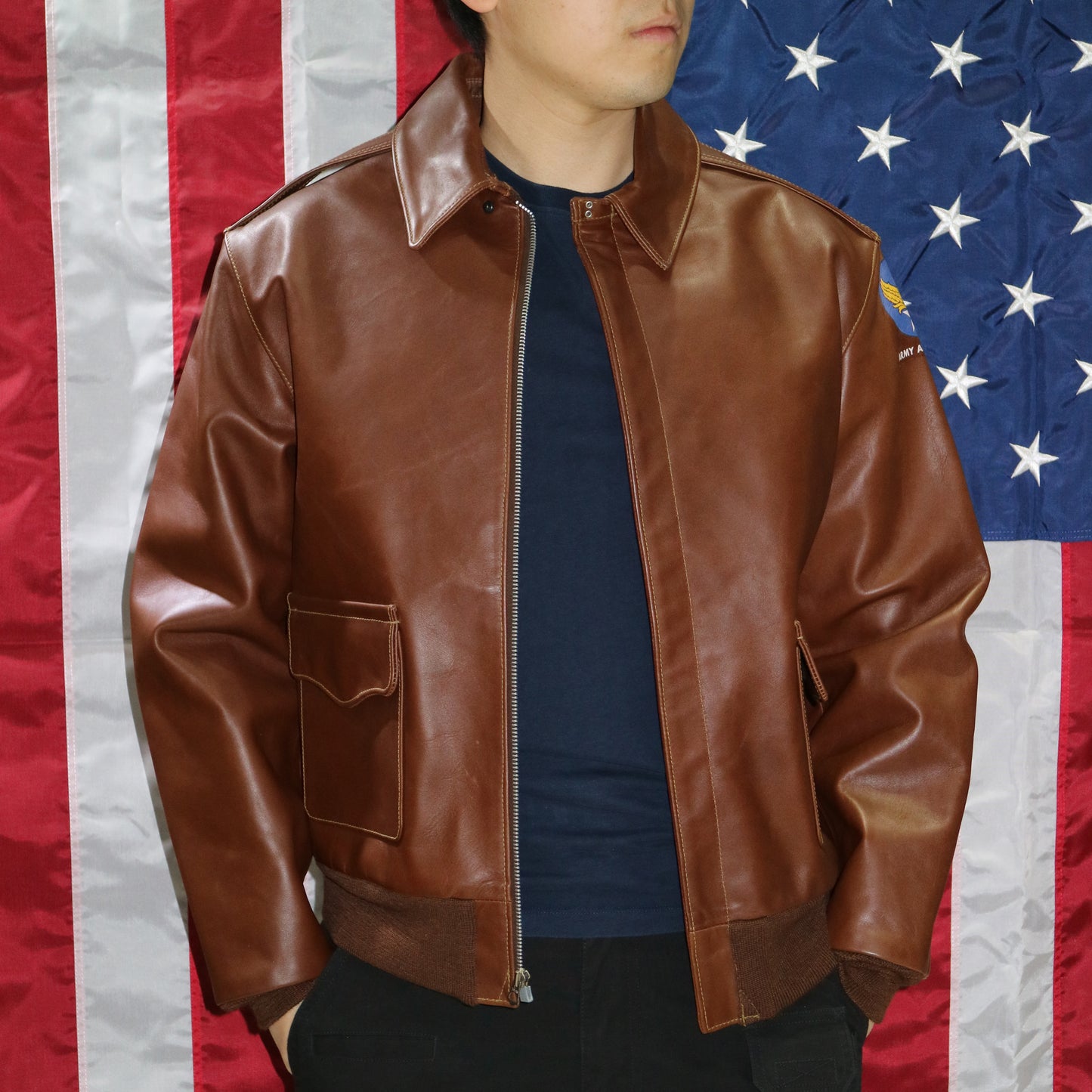 A-2 Type U.S. Air Force WWII Flight Leather Jacket - Eastman® Havana Brown Horsehide 'Slender'