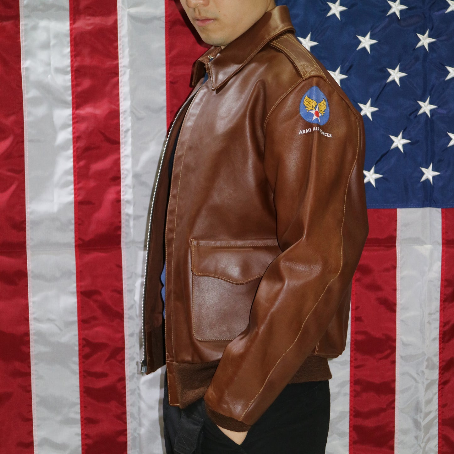 A-2 Type U.S. Air Force WWII Flight Leather Jacket - Eastman® Havana Brown Horsehide 'Slender'