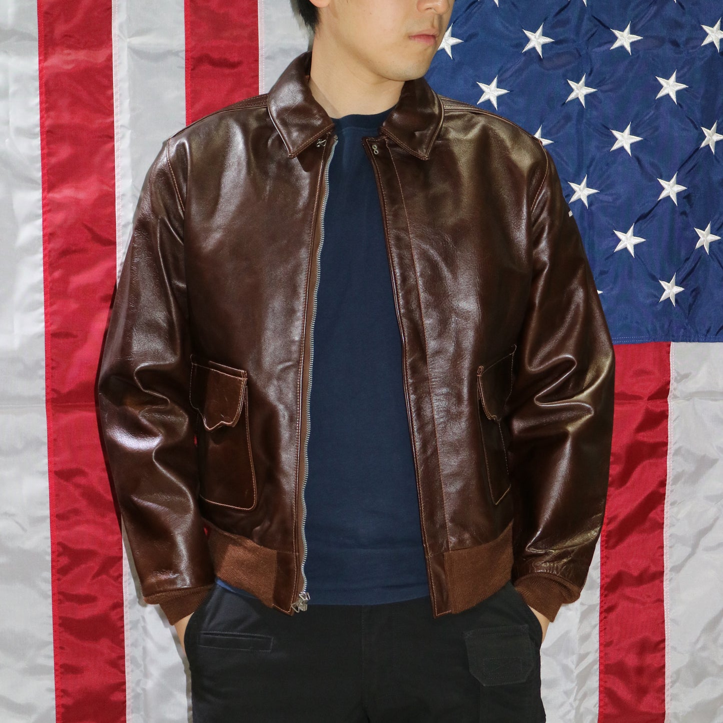 A-2 Type U.S. Air Force WWII Flight Leather Jacket - Eastman® Seal Brown Horsehide 'Slender'