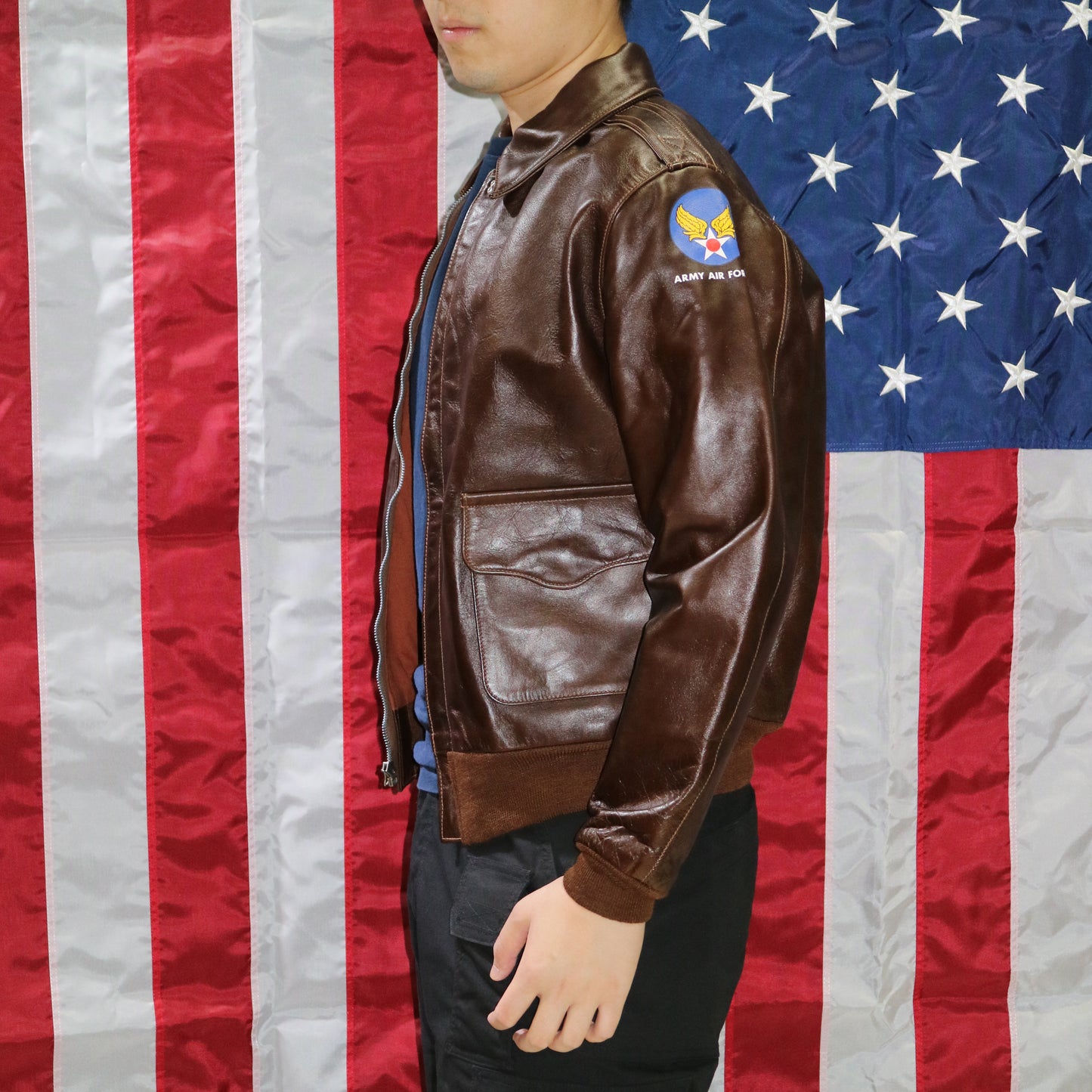 A-2 Type U.S. Air Force WWII Flight Leather Jacket - Eastman® Seal Brown Horsehide 'Slender'