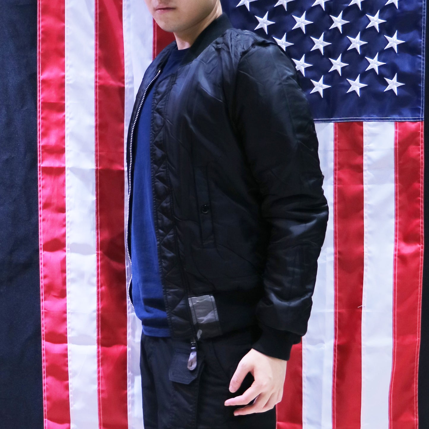 ALPHA MA-1 FLIGHT JACKET SLIM FIT (TONAL BLACK CAMO)