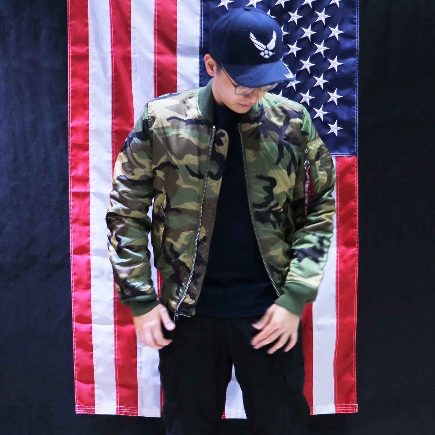 ALPHA MA-1 FLIGHT JACKET SLIM FIT (WOODLAND CAMO)