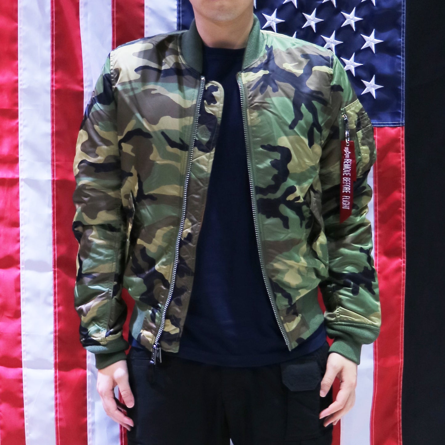 ALPHA MA-1 FLIGHT JACKET SLIM FIT (WOODLAND CAMO)