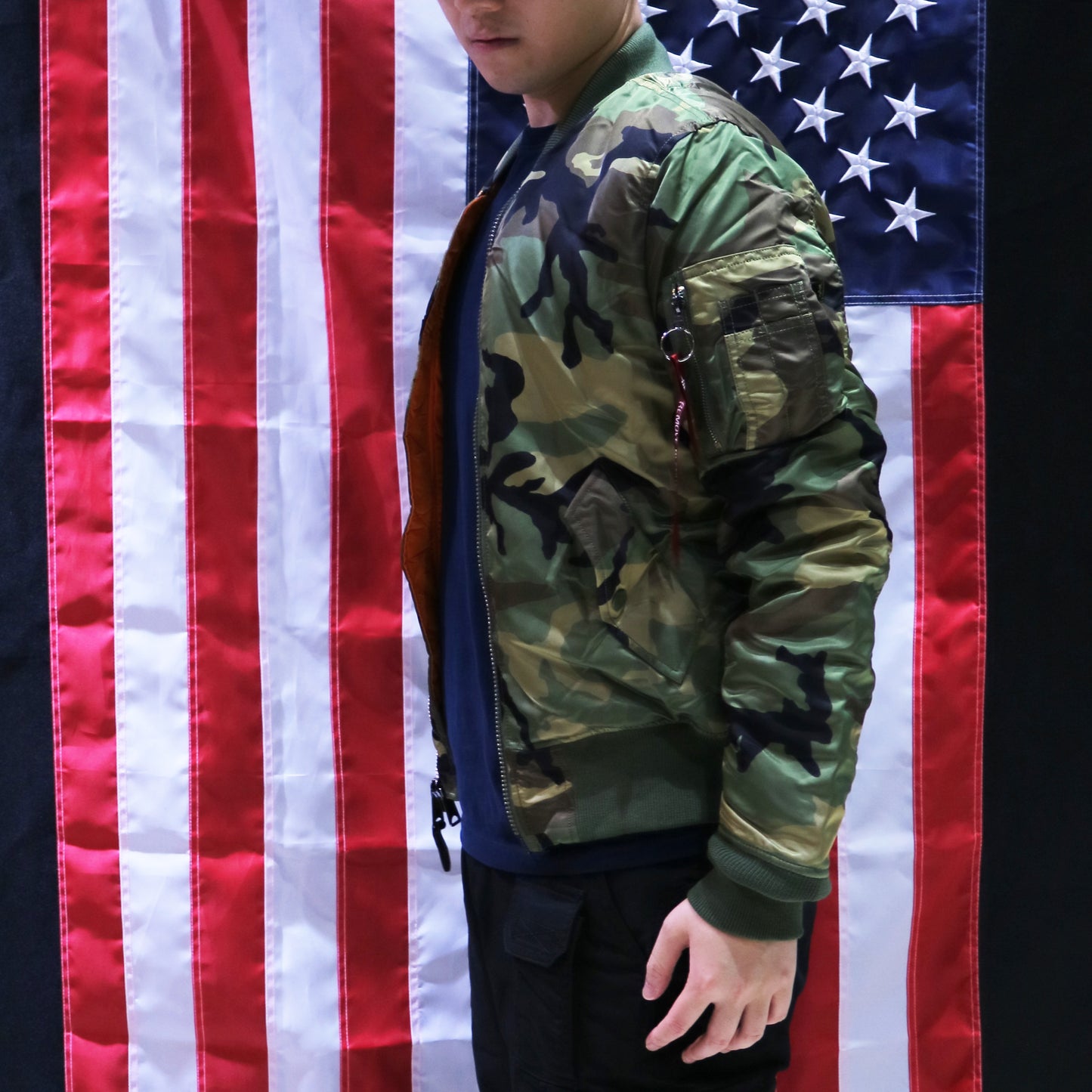 ALPHA MA-1 FLIGHT JACKET SLIM FIT (WOODLAND CAMO)
