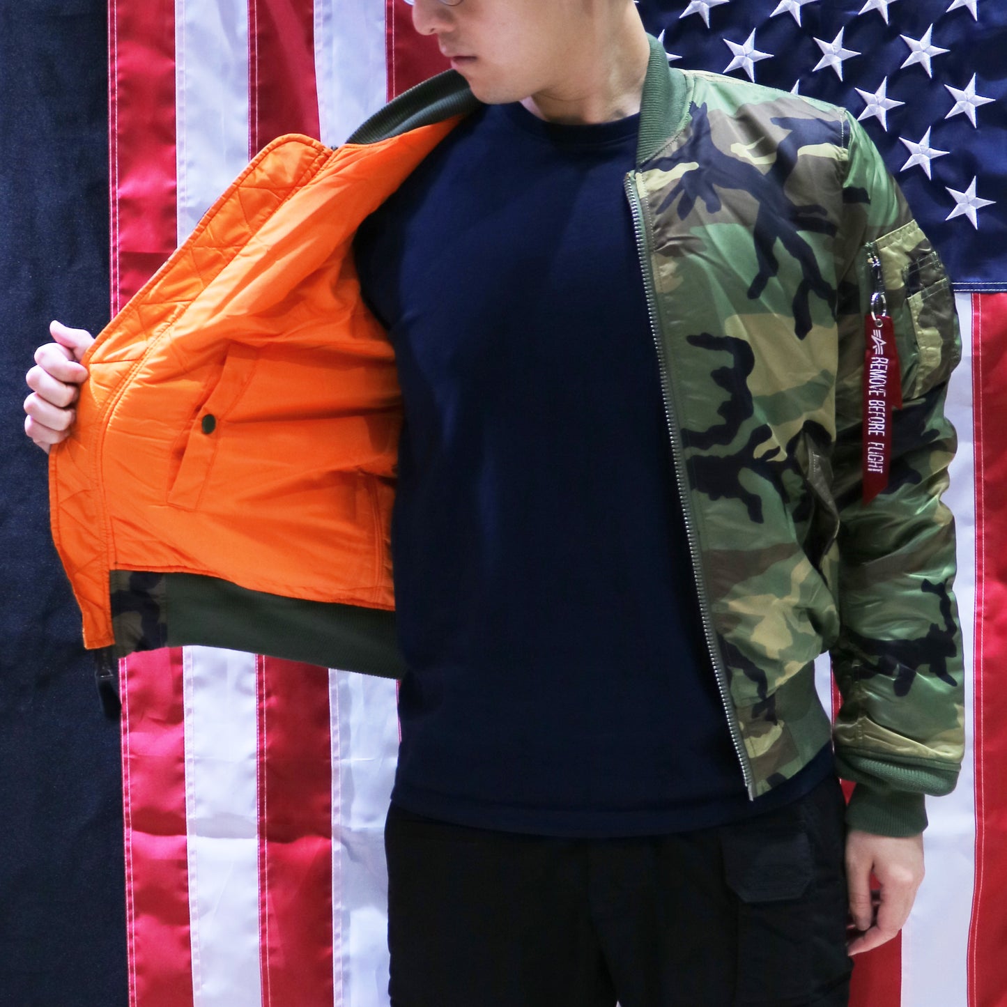 ALPHA MA-1 FLIGHT JACKET SLIM FIT (WOODLAND CAMO)
