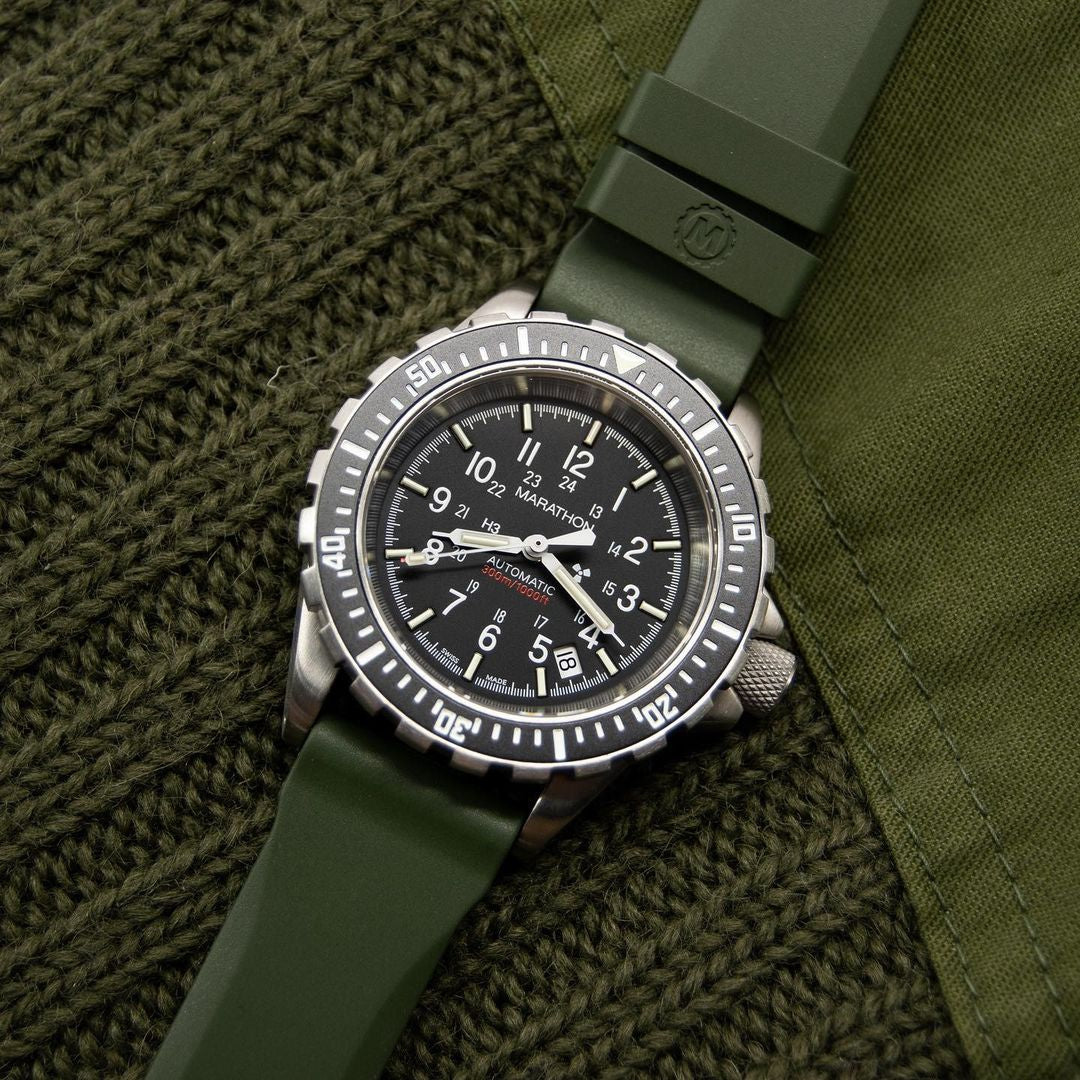 MARATHON 20mm Two-Piece Rubber Dive Watch Strap - Stainless Steel Hardware