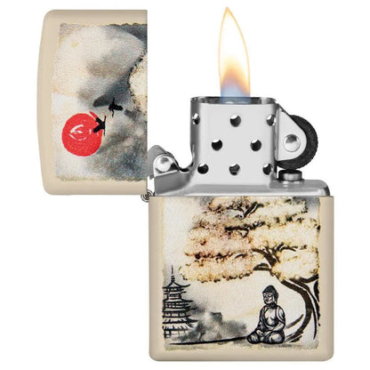 Zippo Windproof Lighter: Brushed Buddha Design