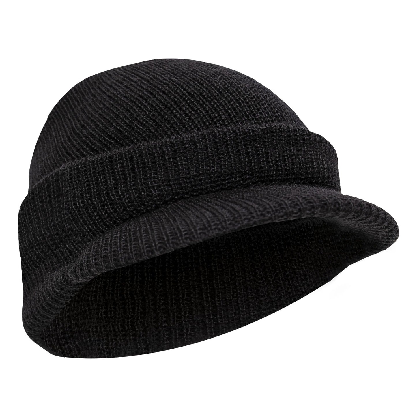 Rothco G.I. Wool Watch Cap with Brim (US-Made) — 100% Wool, Rib-Knit