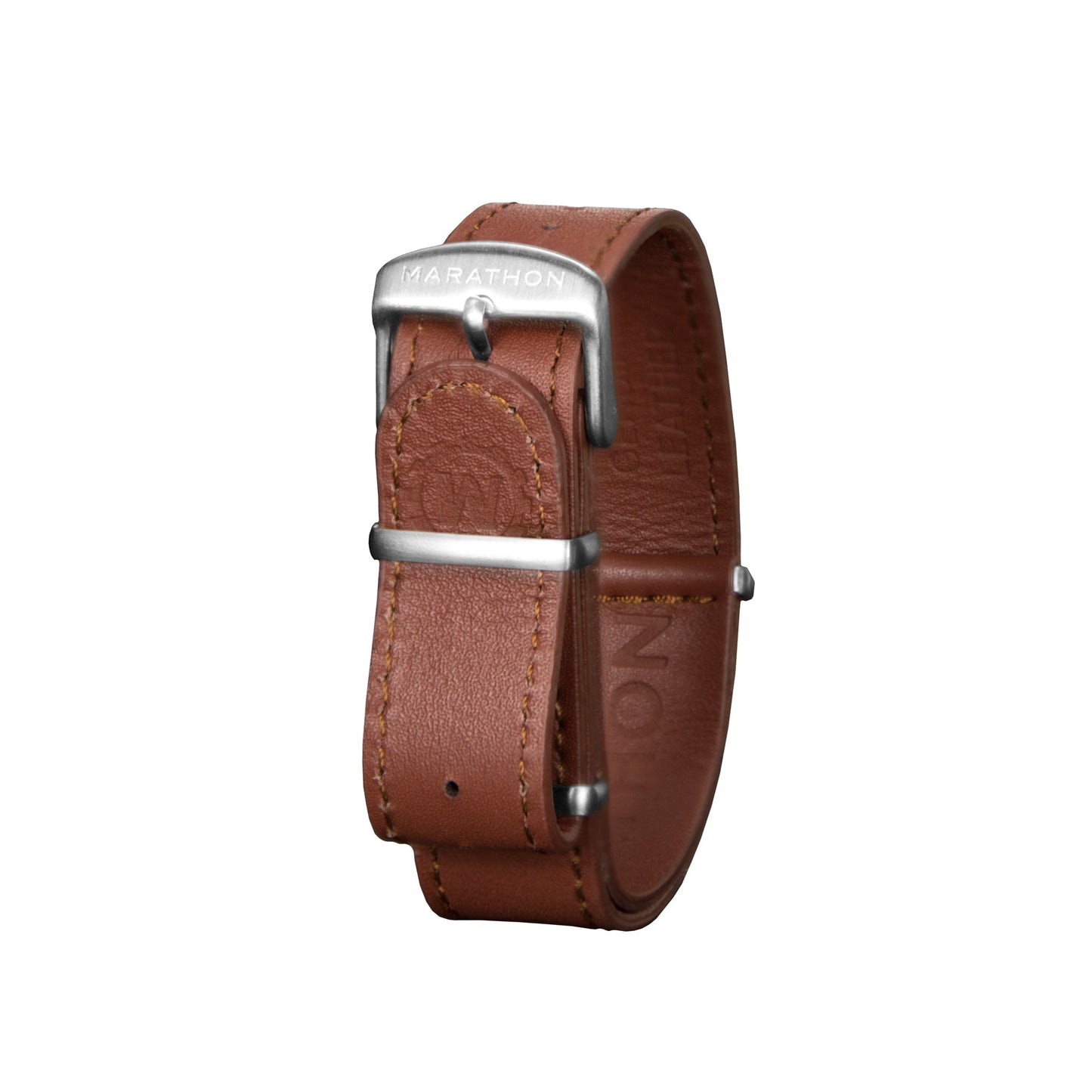 MARATHON Leather NATO Watch Band/Strap with Stainless Steel Square Buckle