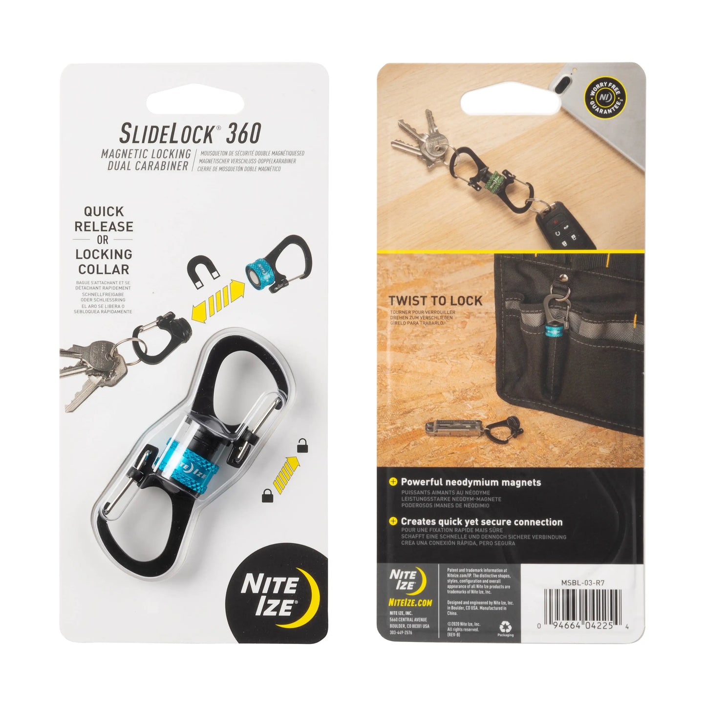 Nite Ize SlideLock® 360° 磁吸雙門登山扣 - 靈活旋轉，安全鎖定