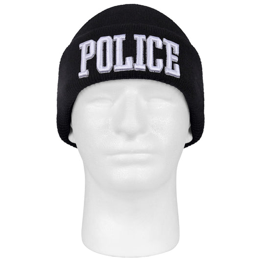 Rothco POLICE 刺繡保暖針織帽 — 雙層腈綸