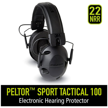 3M Peltor Sport Tactical 100 Electronic Hearing Protector — NRR 22 dB Shooting Earmuffs
