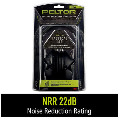 3M Peltor Sport Tactical 100 Electronic Hearing Protector — NRR 22 dB Shooting Earmuffs