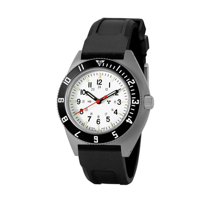 Marathon 41MM Arctic Steel Navigator (SSNAV) on Black 3-Piece Rubber Strap Kit