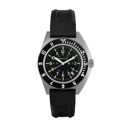 Marathon 41MM Steel Navigator with Date (SSNAV-D) on 3-Piece Rubber Strap Kit