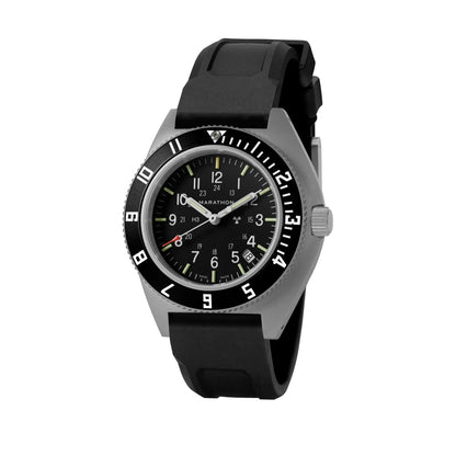 Marathon 41MM Steel Navigator with Date (SSNAV-D) on 3-Piece Rubber Strap Kit