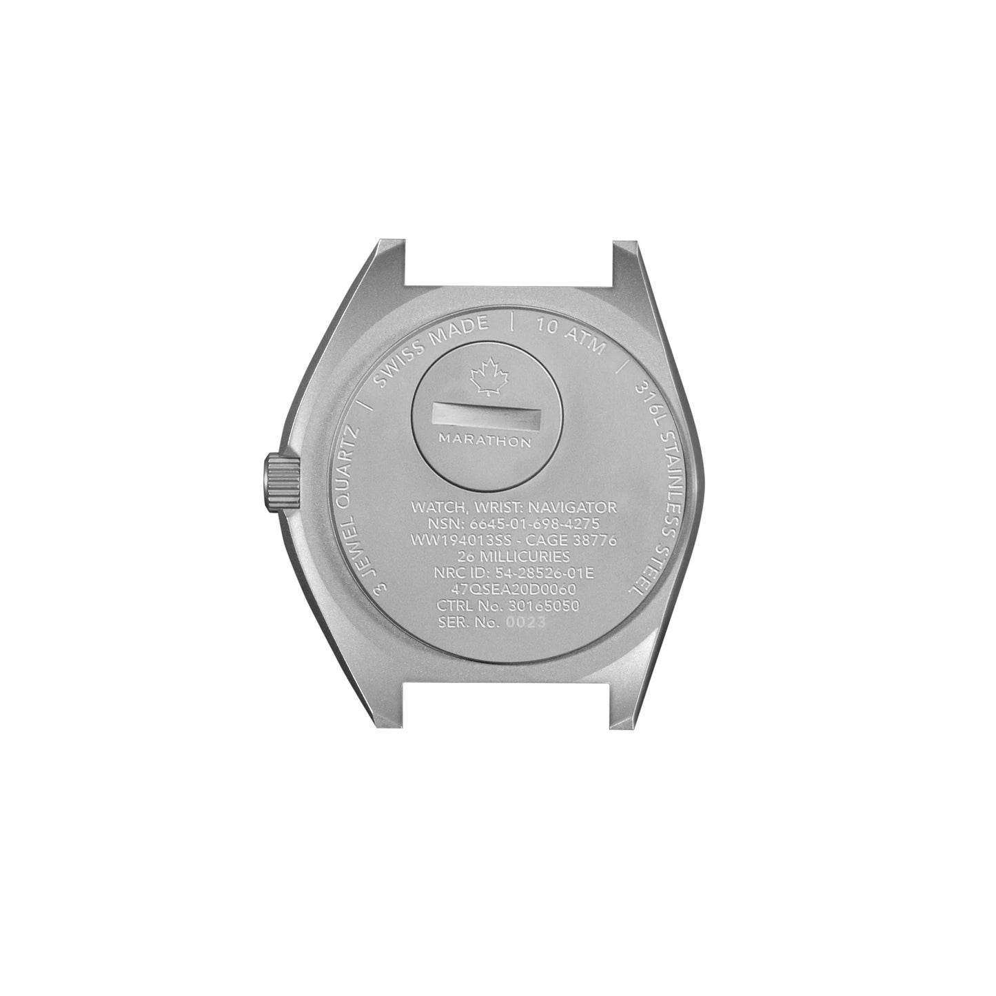 Marathon 41MM Steel Navigator with Date (SSNAV-D) on 3-Piece Rubber Strap Kit