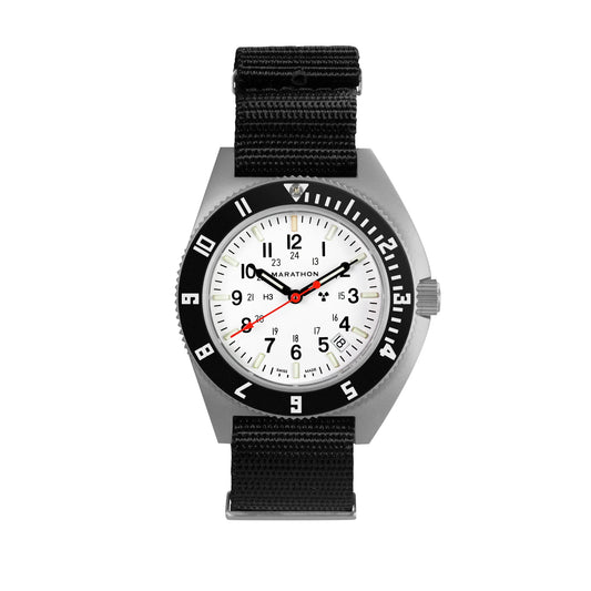 Marathon 41MM Arctic Steel Navigator with Date (SSNAV-D) on Nylon DEFSTAN