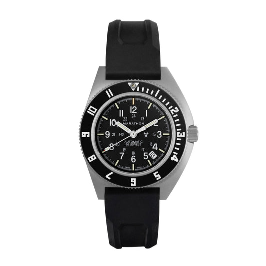 Marathon 41MM Steel Navigator with Date Automatic (SSNAV-D Auto) on 3-Piece Rubber Strap Kit