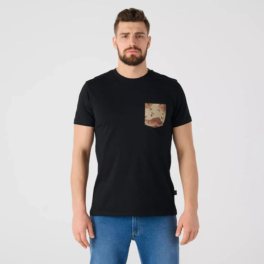 Helikon 6 Color Desert Pocket Black 口袋 T 恤正面