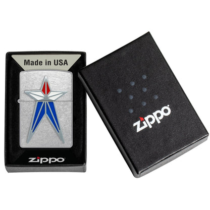 Zippo 街頭鉻質打火機：紅白藍星形徽章 #87