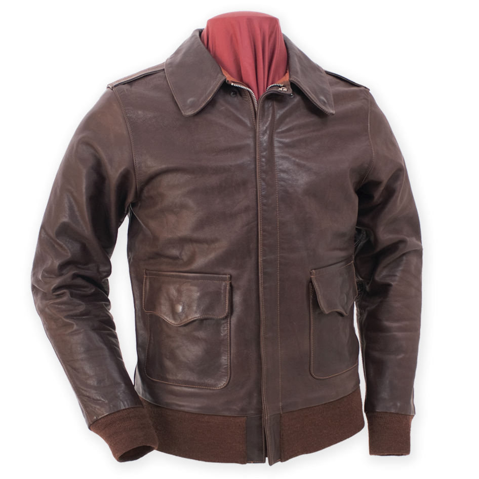 A-2 Type U.S. Air Force WWII Flight Leather Jacket  - Eastman® Seal Brown Horsehide 'Slender'