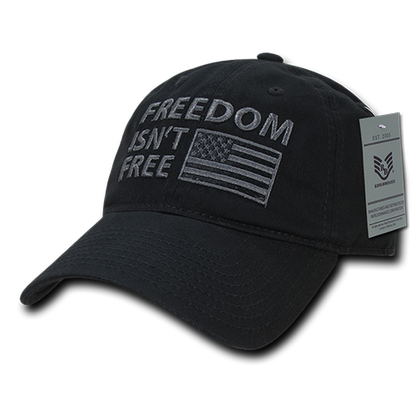 "Freedom isn't free" Text Embroidered Cap