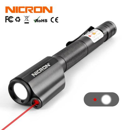 NICRON B24 Mini Pen Style Flashlight With Red Laser