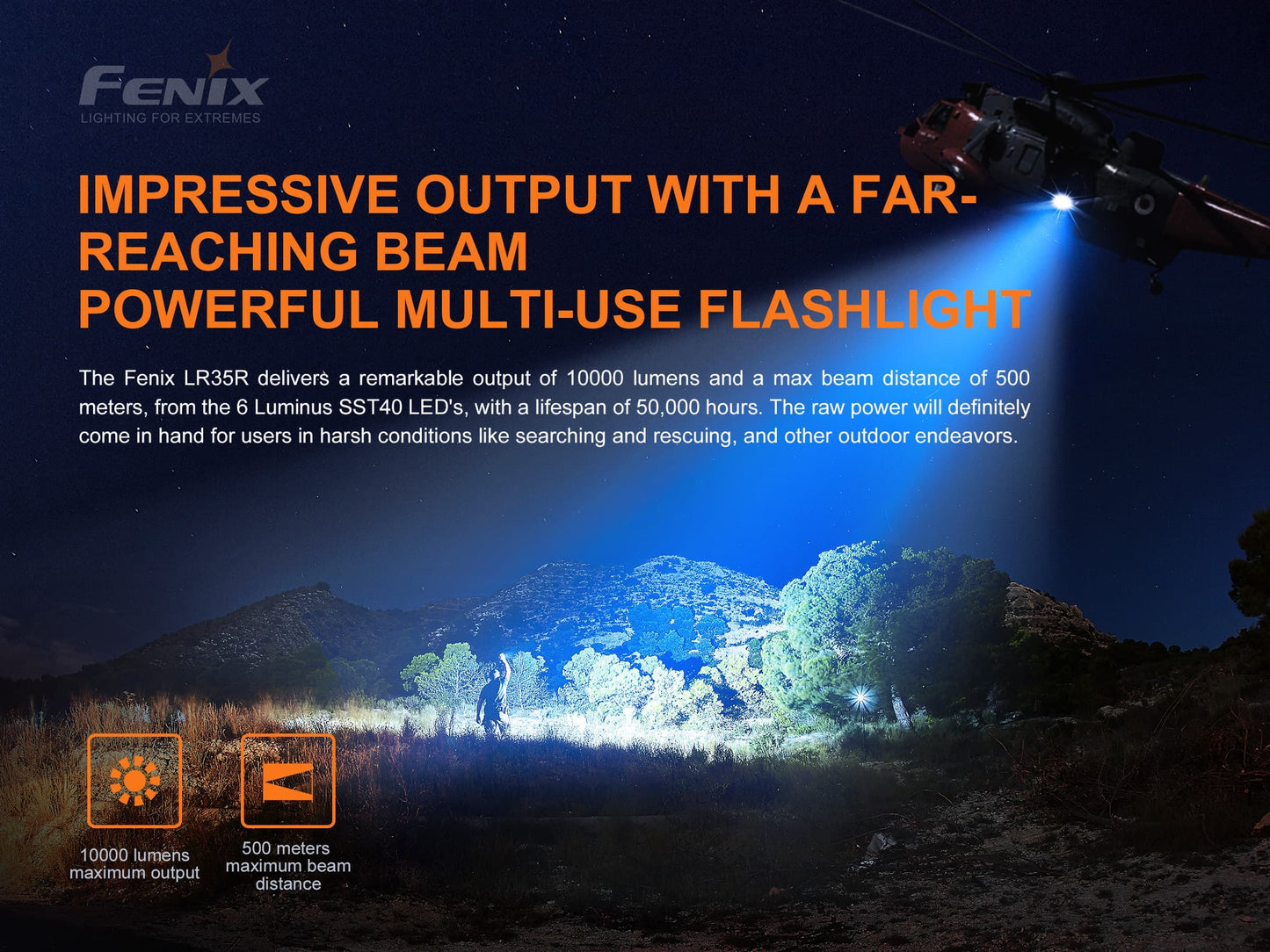 Fenix LR35R POWERFUL MID-SIZE SEARCHING FLASHLIGHT