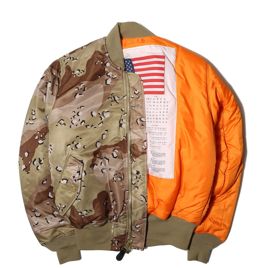 ALPHA MA-1 BLOOD CHIT FLIGHT JACKET (CHOCOLATE CHIP CAMO)