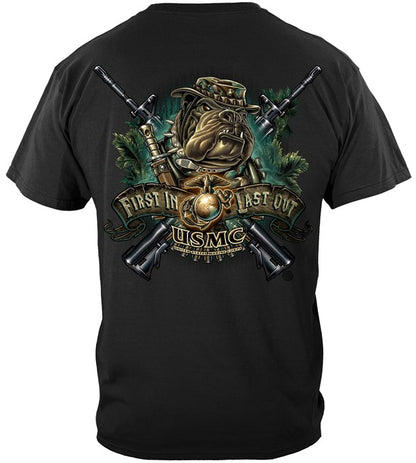 USMC Series T-shirt, Marine Devil Dog First In Last Out (JB212)