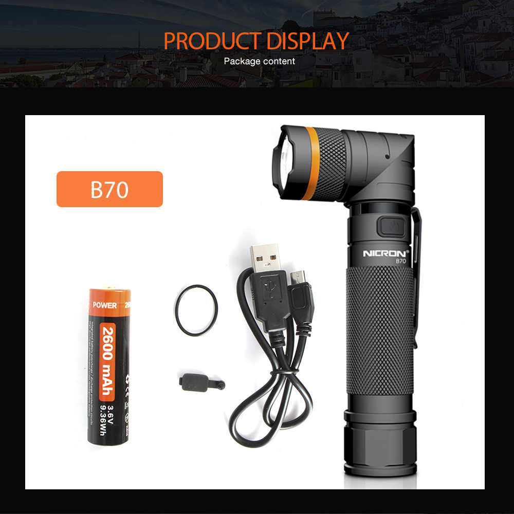 NICRON B70 / B70Plus 1200 Lumens Rechargeable Twist Flashlight