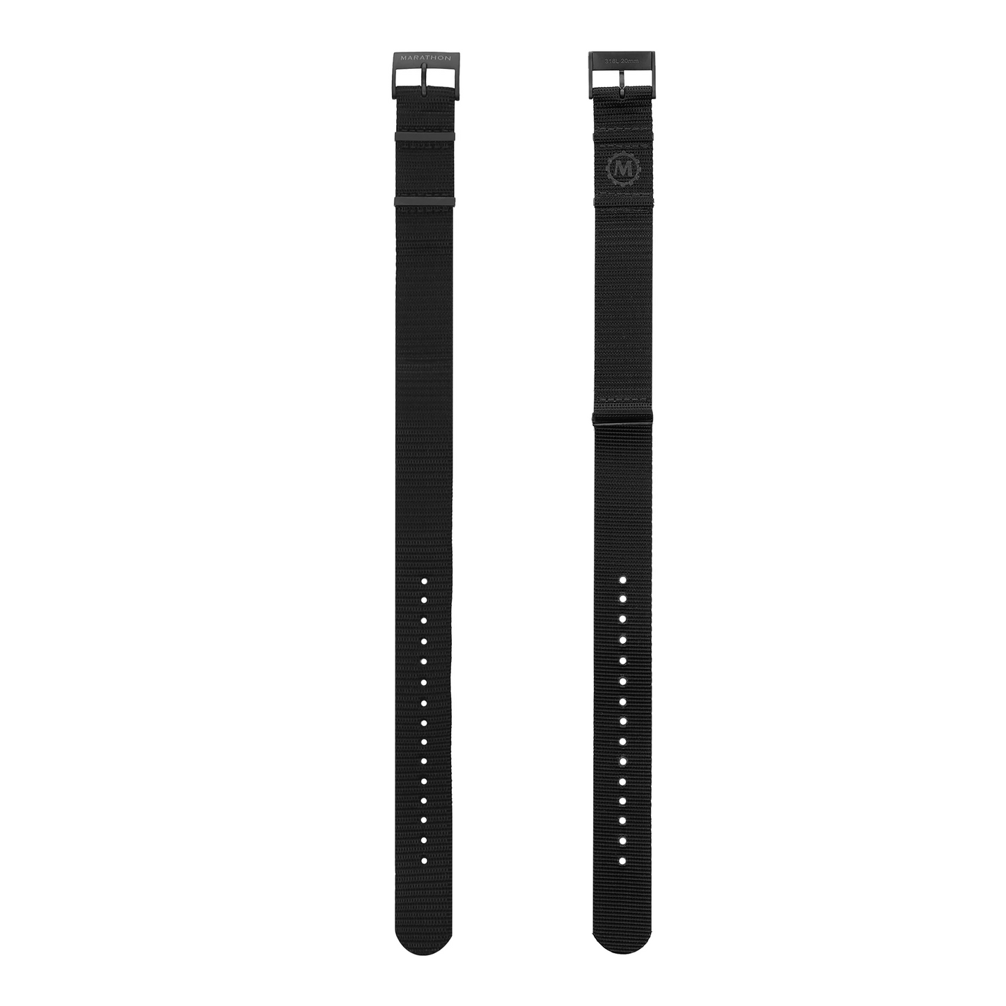 MARATHON 20mm Nylon NATO Watch Band/Strap with IP Black Stainless Steel Square Buckle