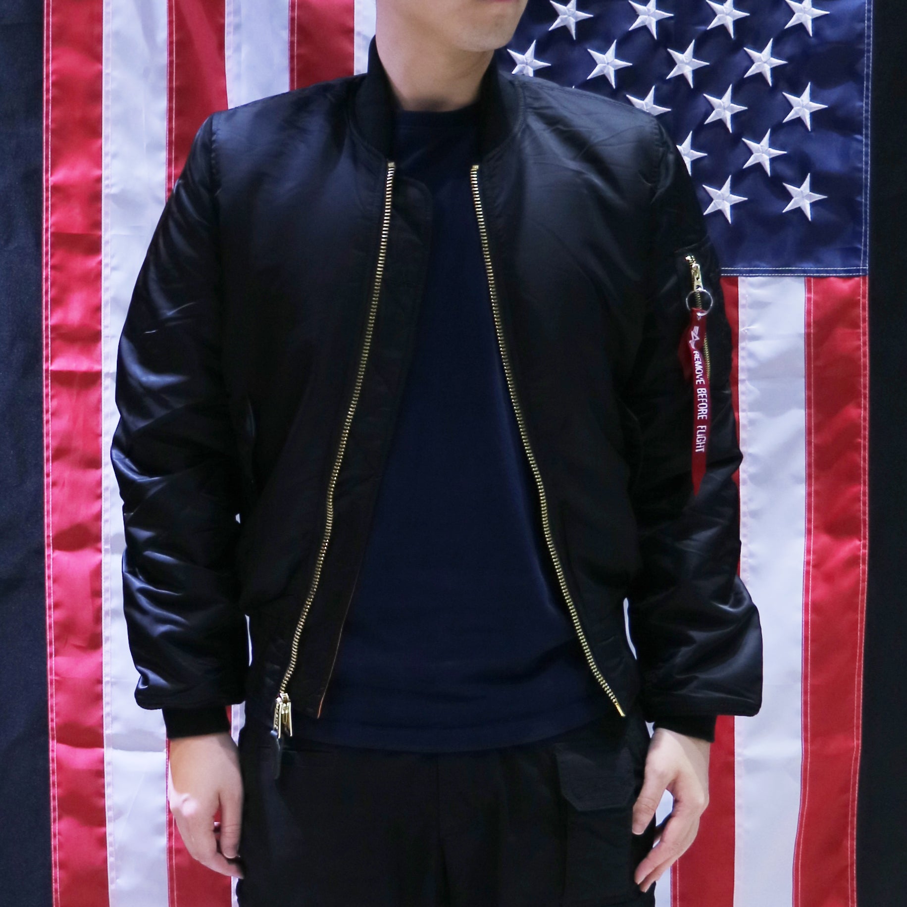 ALPHA MA-1 FLIGHT JACKET SLIM FIT (BLACK)